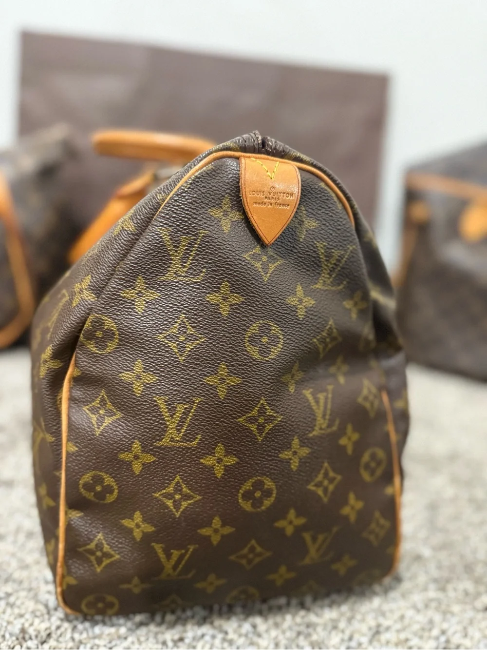 Authentic Louis Vuitton Keepall 45 w/ lock, key, tag, & buckle